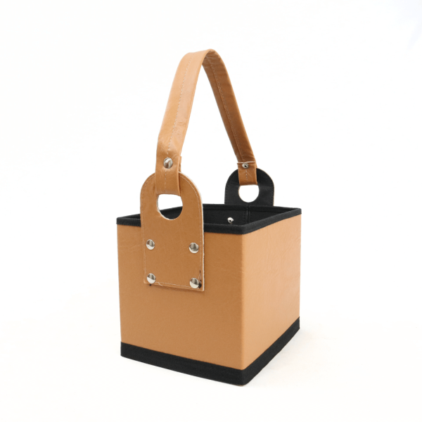 Canasta Cuerina Cubo – NEGRO - Imagen 2