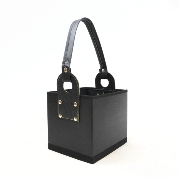 Canasta Cuerina Cubo – NEGRO - Imagen 14