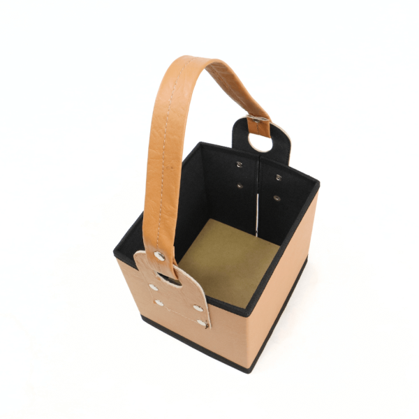 Canasta Cuerina Cubo – NEGRO - Imagen 4