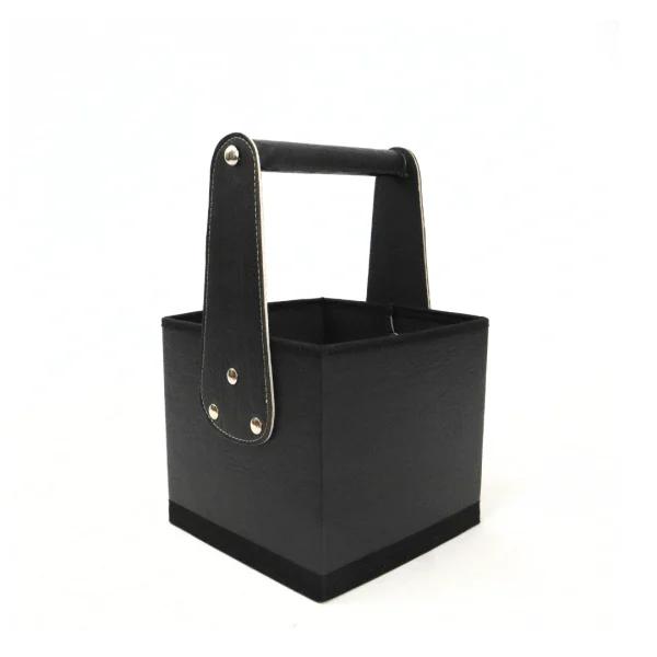 Canasta Cuerina Cubo – NEGRO - Imagen 9