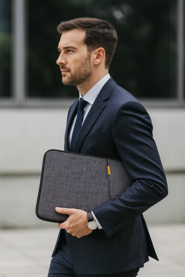 FUNDA PORTA Notebook Cordura C/Bolsillo | Gris - Imagen 3
