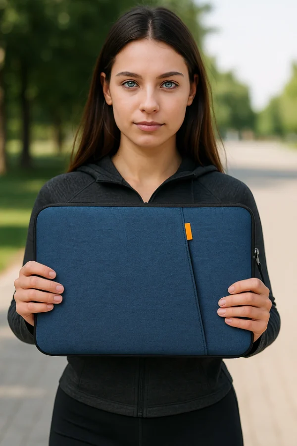 FUNDA PORTA Notebook Cordura C/Bolsillo | Azul Melange - Imagen 3
