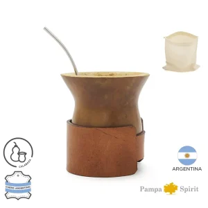 Mate Alazan ( calabaza + cinturon de cuero)