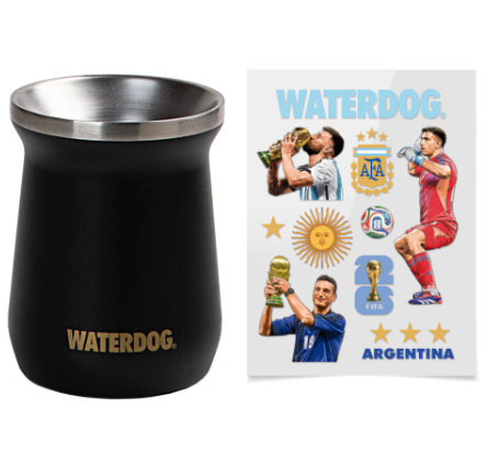 Mate térmico Waterdog Zoilo Edición Mundial + Stickers Selección Argentina+ Stickers isologo
