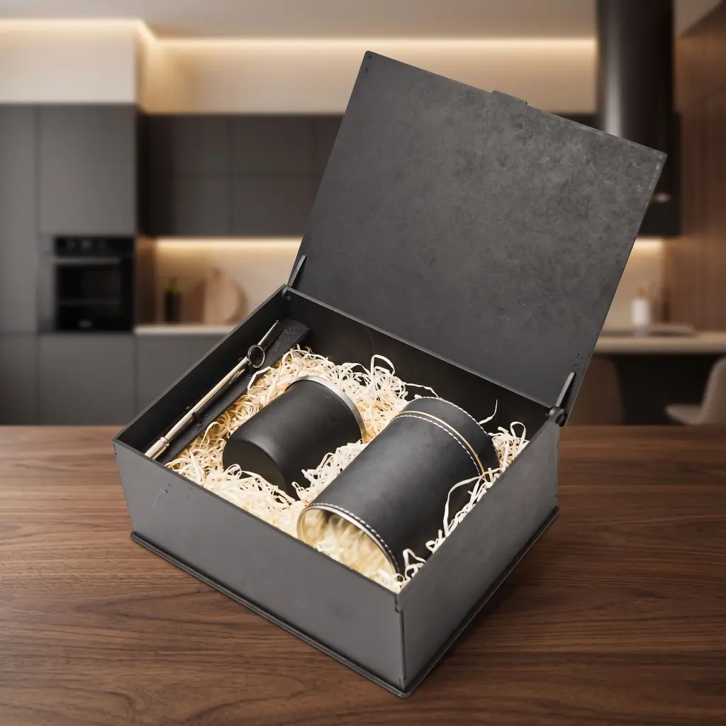 Box M Set Mate Acero Inoxidable Con 1 Lata Cilindrica 12 Cm